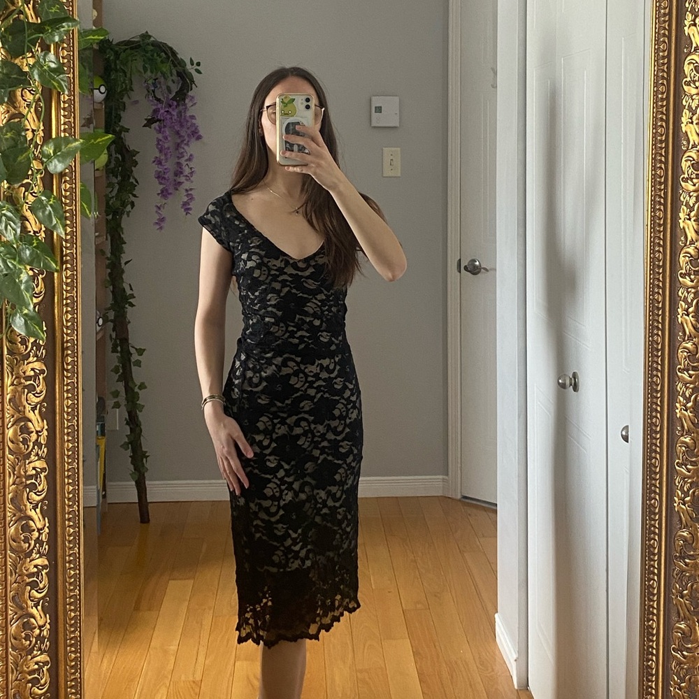 Lori M Collection sheer little black dress